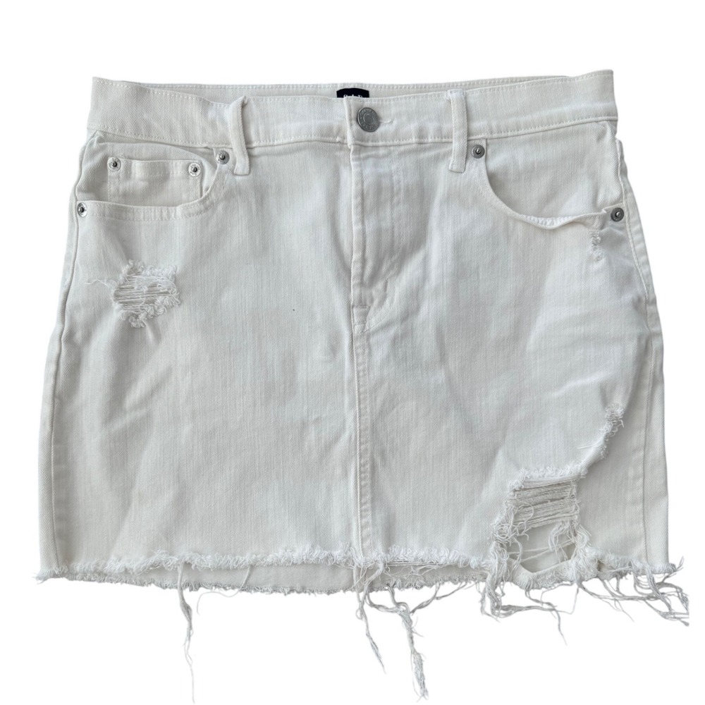 GAP Denim White Distressed Ripped Mini Skirt Womens Size 27R